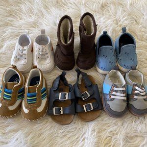 Lot of 6 pair of Baby Infant Newborn Boy Shoes 0-3 0-6 6-12 Months VGUC